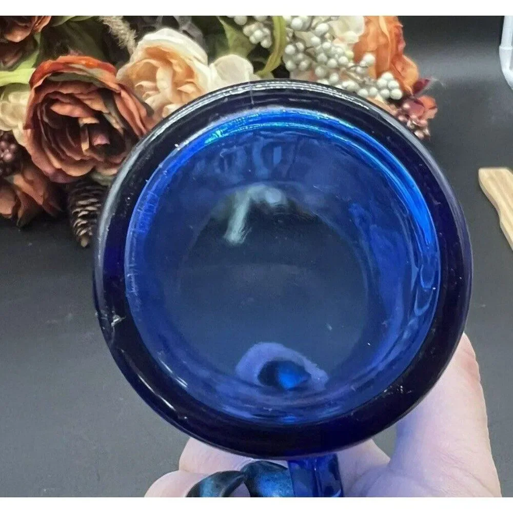 Cobalt Blue Shirley Temple Pitcher Hazel Atlas Depression Glass 1930s Vintage